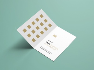 Vertical Folded Business Card Mockup Set UK Size