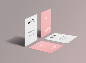 Vertical Perspective Business Card Mockup