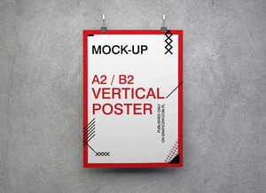 Hängende vertikale, quadratische und horizontale Poster -Mockup -Set
