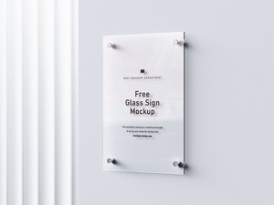 Wall Mounted Etched Glass Sign Mockup Set