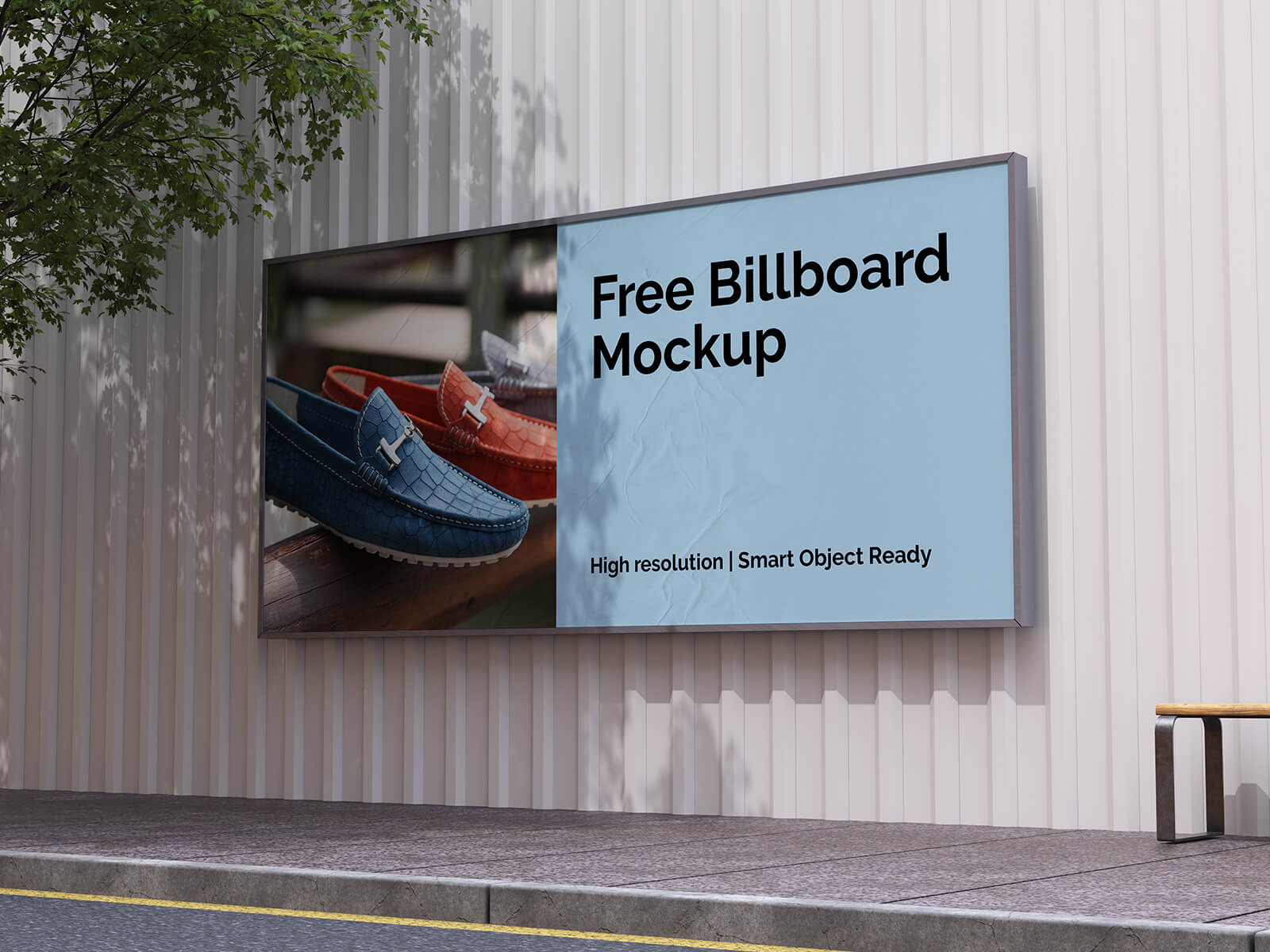 8K Wall Mounted Street Billboard Mockup