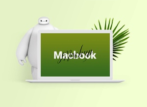 Maqueta de macbook de manzana blanca