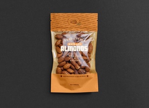 Window Pouch Almond Packaging Mockup