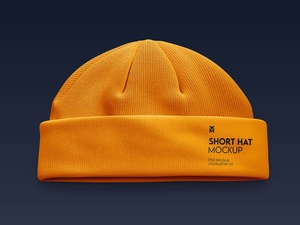 Зимняя вязаная шапочка повседневная короткая шляпа макет