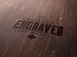 Wooden Engraved Logo Mockup