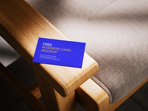Wooden Armchair Business Card Mockup