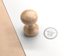 Wooden Round Shape Rubber Stamp Mockup