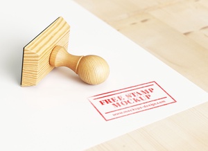 Wooden Rubber Stamp Mockup