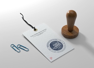 Wooden Stamp with Hanging Tag Mockup