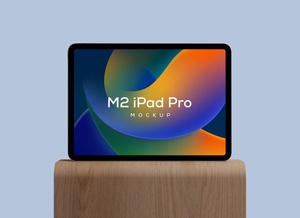 Wooden Stand M2 iPad Pro Mockup