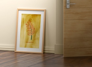 Wooden Wall Frame Poster Mockup