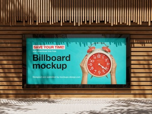 Wooden Wall Framed Billboard Mockup Set