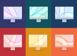 Colorful Apple iMac 24 Inches 2021 Mockup