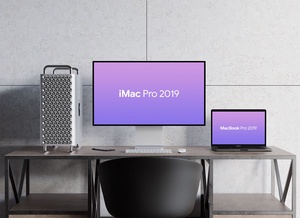 Imac Pro y MacBook Pro 2019 Mockup