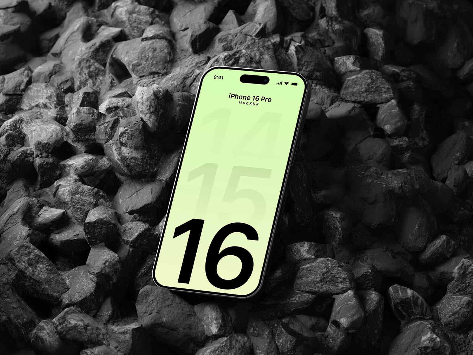 Mockup de iPhone 16 Pro en Stone Black
