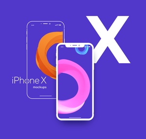 iPhone S8 & iPhone X Colorful Sketch Wireframe PSD Mockups