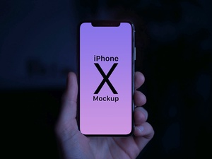 iPhone X in Male Hand Photo Mockup Set