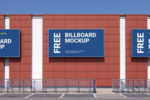 Billboard On Building Wall Mockup