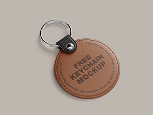 Round Leather Keychain Mockup