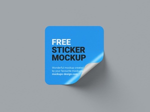 6 Free Rounded Corner Square Shape Sticker Mockup Set