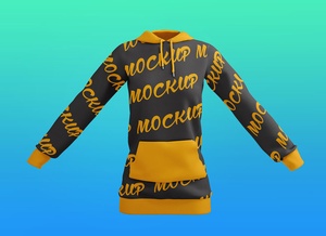 Long Sleeves Women?s Pullover Hoodie Sweatshirt Mockup Set