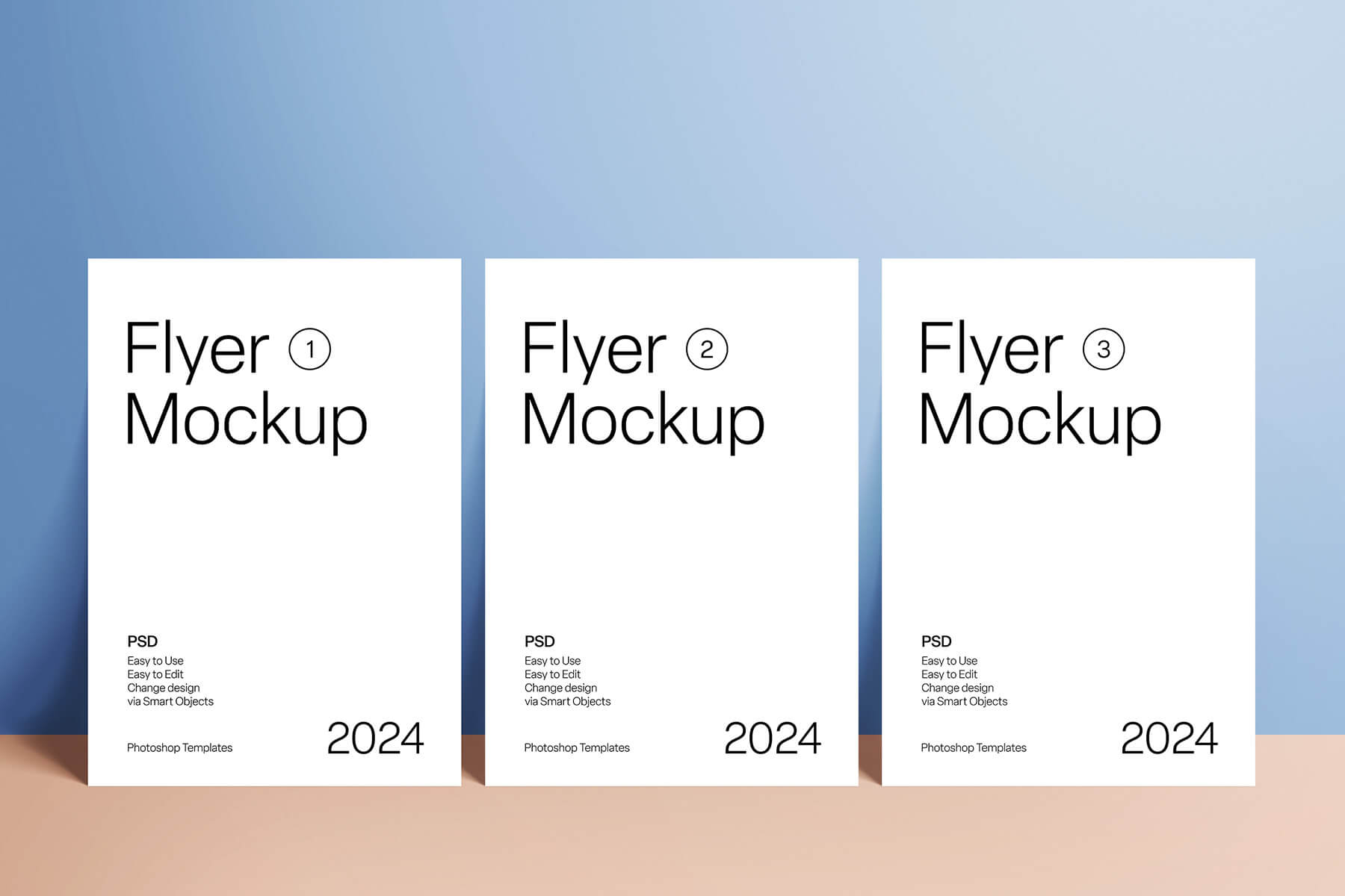 Three Lined-Up Flyer Mockup 2024