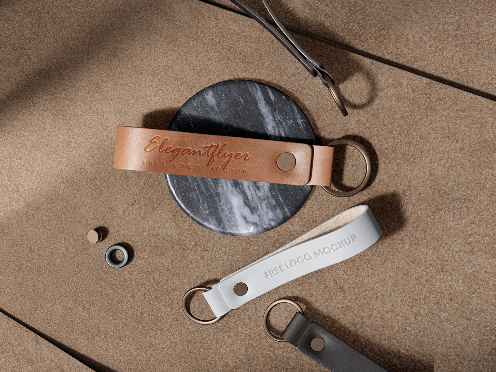 Premium Hang Tag & Leather Keychain Mockup