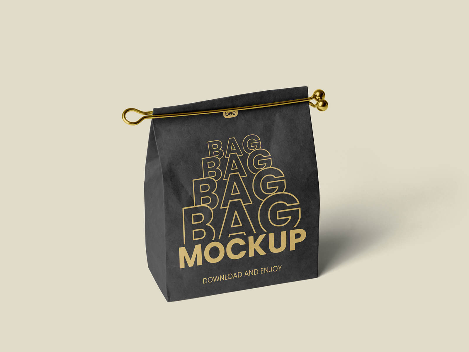 Standup Paper Bag with Golden Clip Mockup