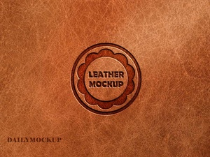 Pressed Leather Logo Mockup Free
