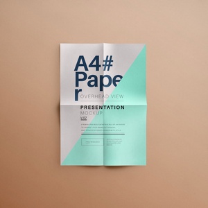 Free A4 Folded Paper Mockup