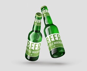 Maquettes de bouteilles de bière gratuites PSD