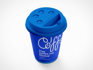 Branded Paper Coffee Cup & Sip-Through Lid PSD Mockup