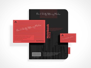 Notebook de papeterie de marque et carte de visite PSD maquette