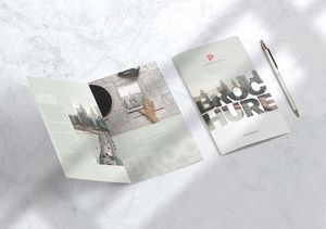 Free Branding Bi-Fold Brochure Mockup