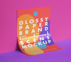 Free Branding Glossy Paper Mockup