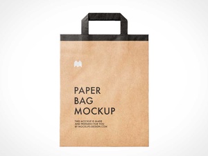 Brown Paper Bag Folded Flat PSD Mockup