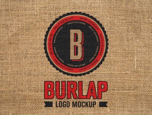 Mockup mit Sackleinenstoff -gedrucktem Logo