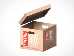 Cardboard Moving Bankers Box PSD Mockup