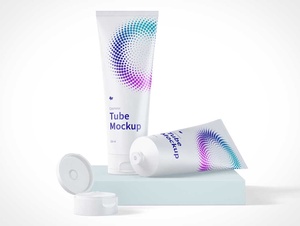 Cosmetic Cream Plastic Squeeze Tubes PSD Mockup