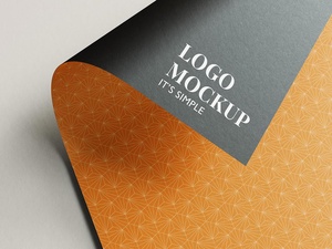 Free Curled Paper Logo Mockup