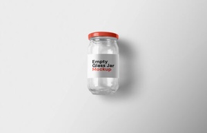 Empty Glass Jar with Label Mockup
