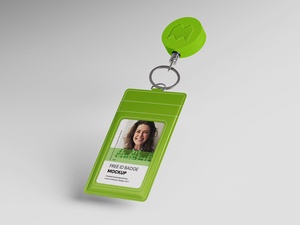 Free Fabric holder ID Card Mockup