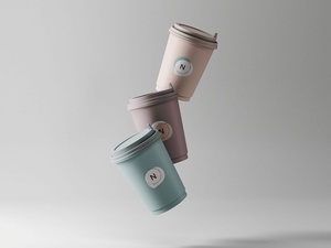 Maquettes de tasse à café flottant libre