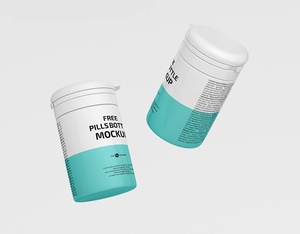 Free Floating Pill Bottle Mockup