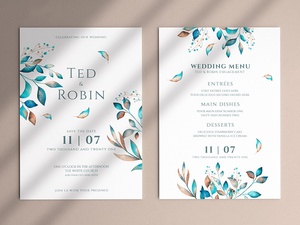 Floral Wedding Invitation & Menu Template