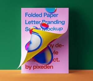 Free Folded Letter Paper Mockup