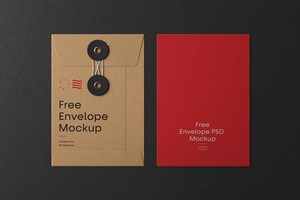 Free Front Envelope With String Mockup 