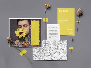 Free Illuminating Gray Card Branding Mockup 