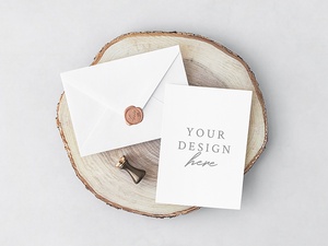 Wedding Invitation Card & Envelope Mockup