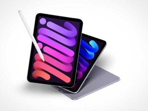 無料iPad Mini＆Stylus PSD Mockups